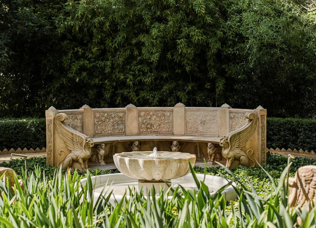 Stone bench in the garden