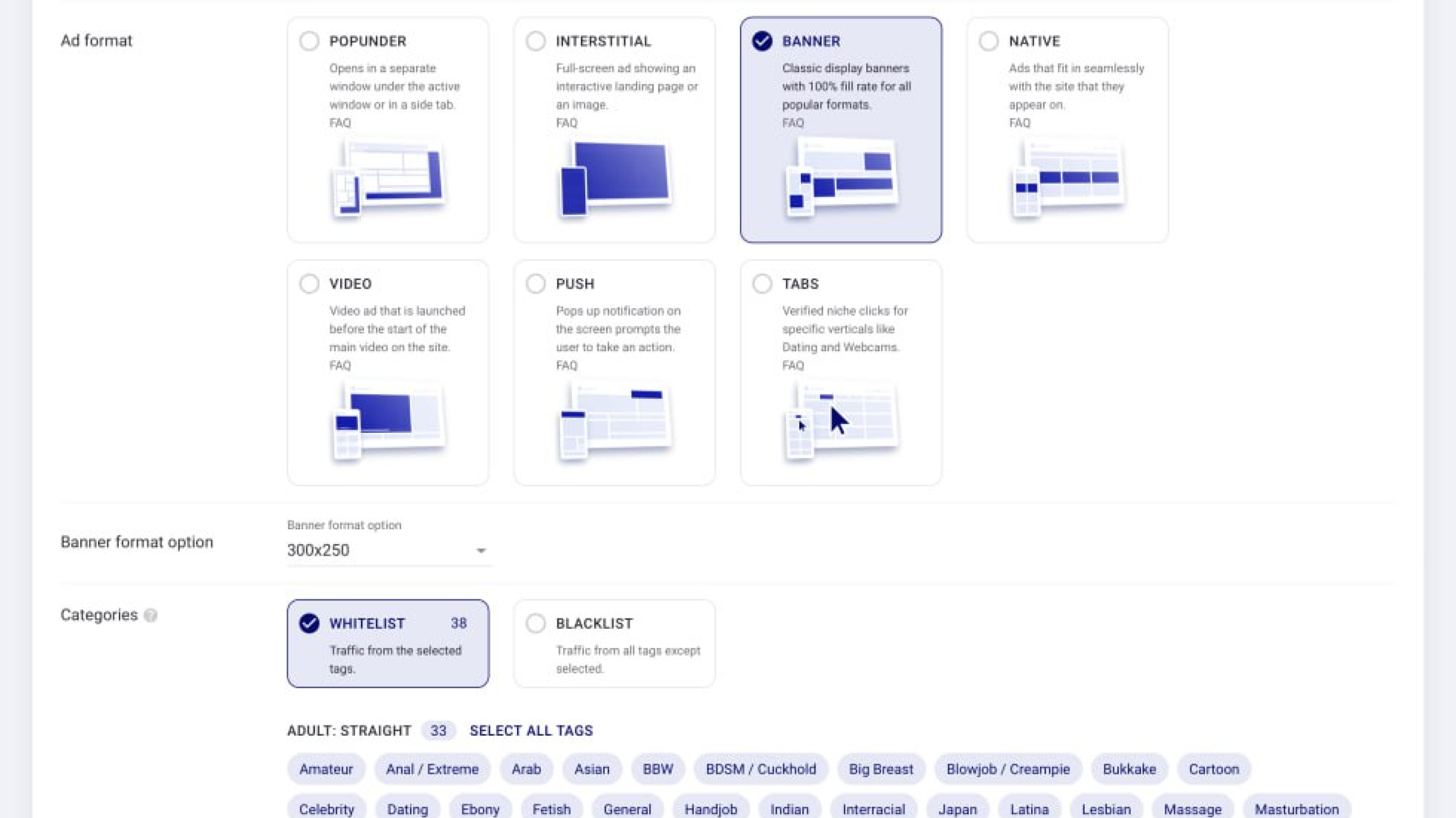 Choosing an ad format